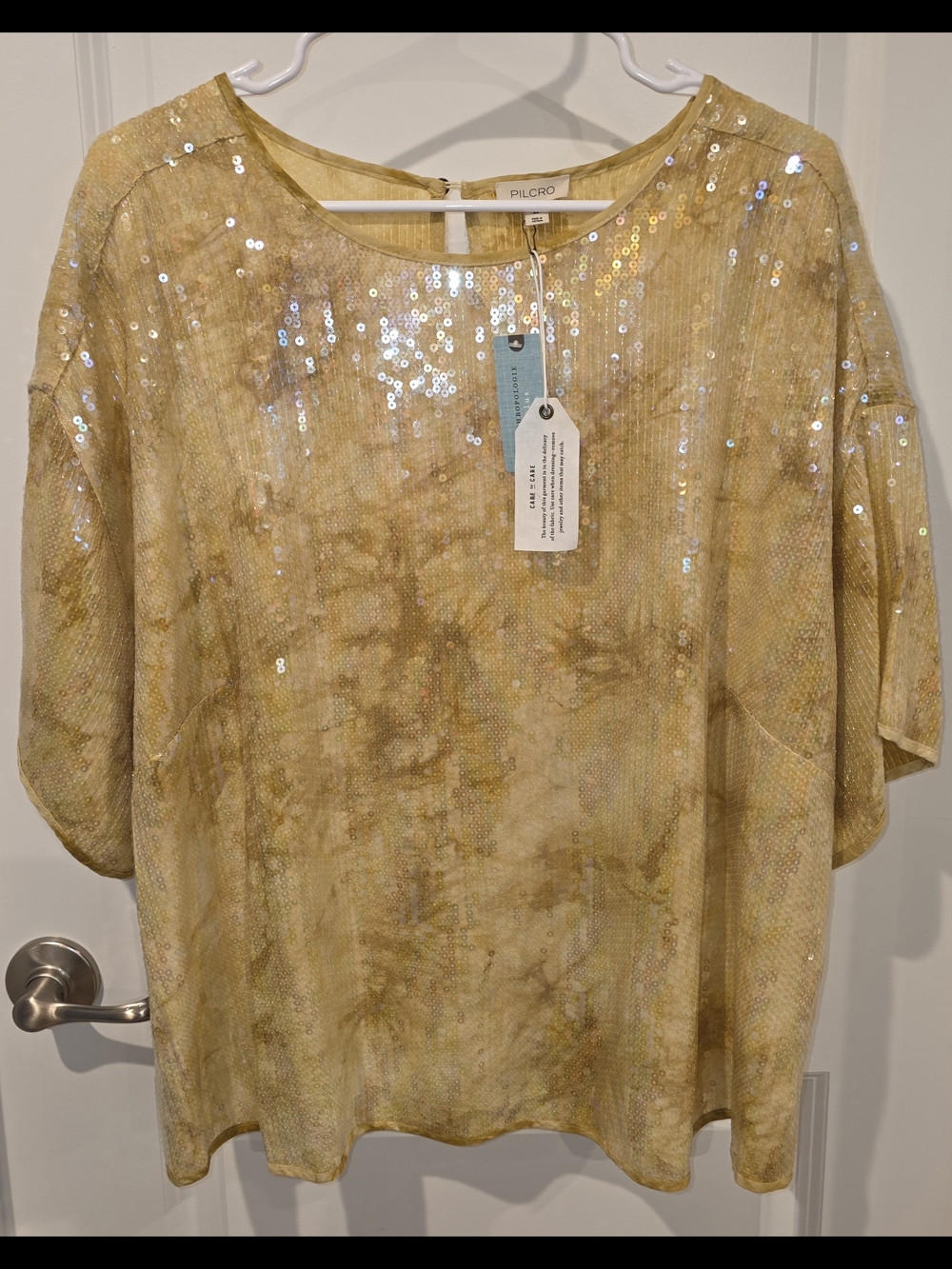 Anthropologie Pilcro Sequin Tech Top